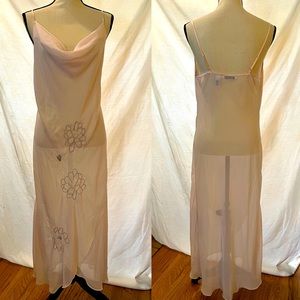 Vintage Y2K pale pink sheer beaded slip dress M 💖